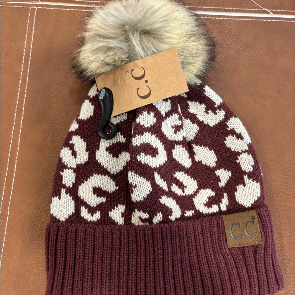 C.C Leopard Print Pom Pom hats - Picture 3 of 8
